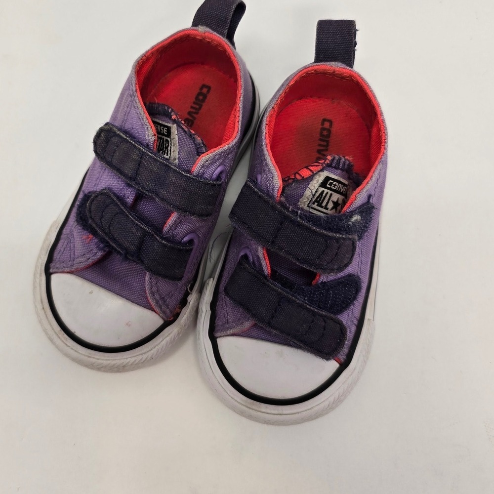 Converse Chuck Taylor All Star Lo Double Strap Purple Infant Sneakers Size 4 - Picture 4 of 8